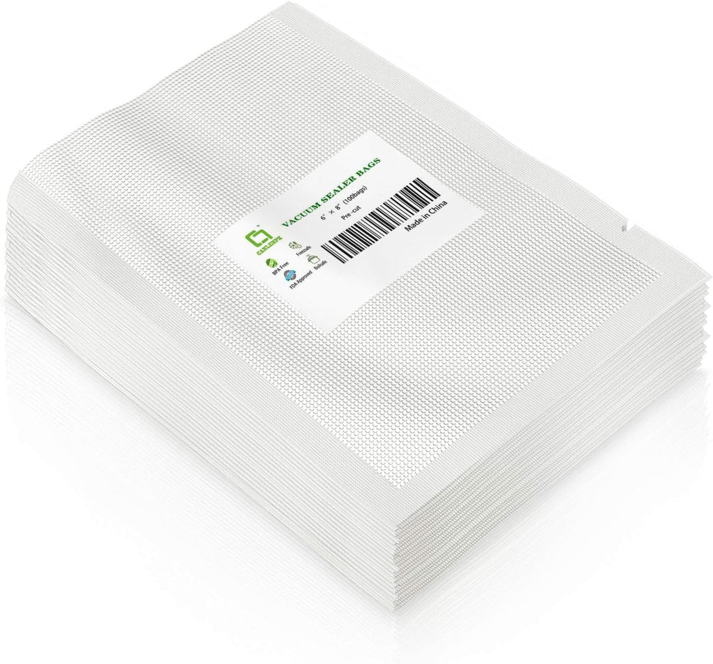 CANLENPK 15x20CM/6x8Inch Vacuum Sealer Bags, Food Storage Bag, Seal Meal Snack Fruit Nut, Boil Steam Heat Freeze Sous Vide Food Sealable Bags(100Bags)