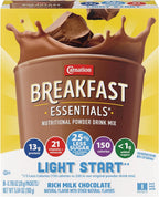 Carnation Breakfast Essentials Light Start Nutritional Powder Drink Mix Rich Milk Chocolate, 8 Count Box of 0.705 oz Packets (Pack of 8 Boxes)