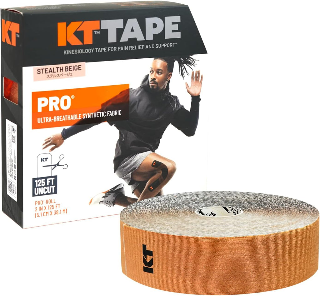 KT Tape, PRO Synthetic Kinesiology Athletic, 125' Uncut Roll, Stealth Beige
