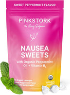 Pink Stork Organic Peppermint Sweets for Morning Sickness and Motion Sickness Support, Added Vitamin B6, 1st Trimester Pregnancy Must Haves - 30 Wrapped Peppermint Candies