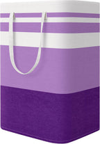 StorageRight Large Collapsible Laundry Basket Hamper with Easy Carry Handles，Freestanding Clothes Hampers for Laundry, Bedroom, Dorm, Towels, Toys, 75L, Purple