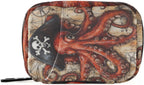 Octopus Pirate and Compass Travel Pill Organizer Case Box Container Weekly Portable Vitamin Medicine Holder Storage Bag with Zipper Removable
