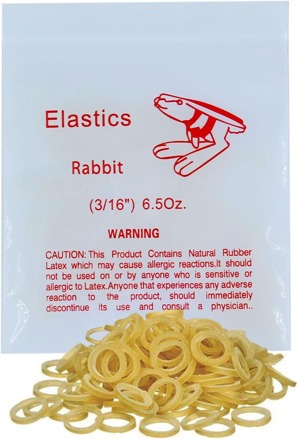 100 pack Orthodontic Elastics Dental Rubber Bands Intraoral Elastic Bands Red Rabbit (Heavy, 6.5 Oz, 3/16'')