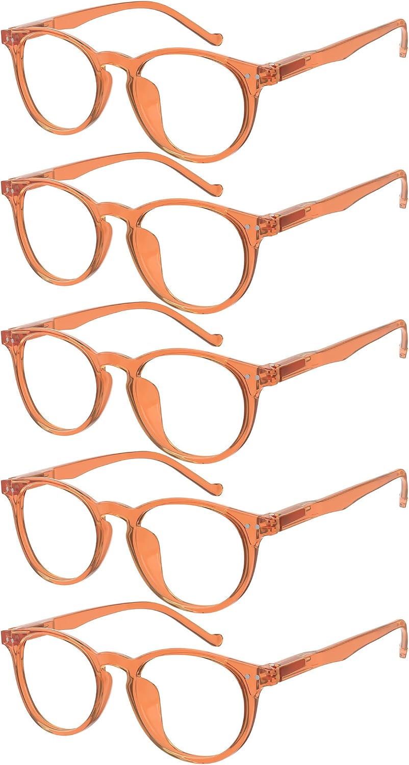 Eyekepper 5-Pack Oval Round Spring Hinges Eyeglasses Includes Sunglasses