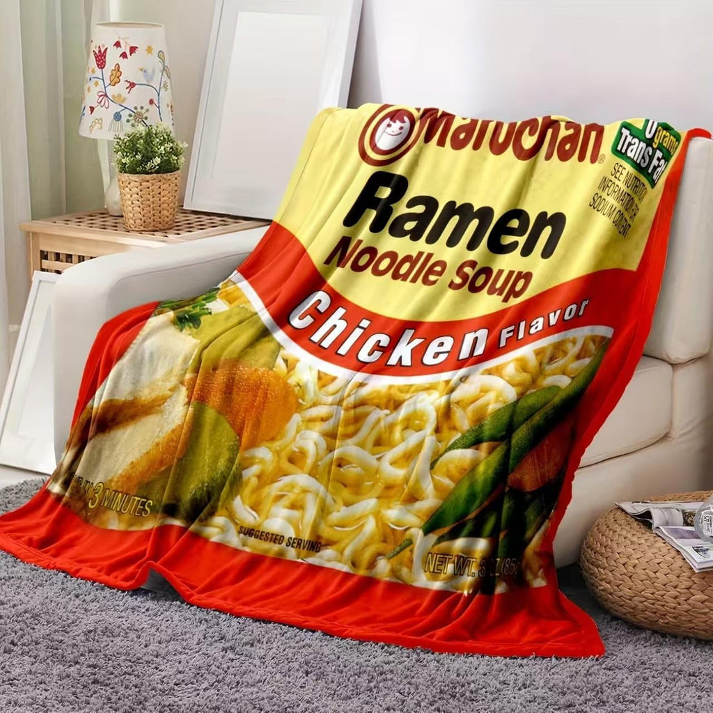 Noodle Soup Chicken Flavor Ramen Blanket, Noodle Blanket, Funny Instant Ramen Noodle Gift Soft Cozy Lightweight Flannel Blanket Plush Throw Blankets for Couch Sofa Bed (60"x50")