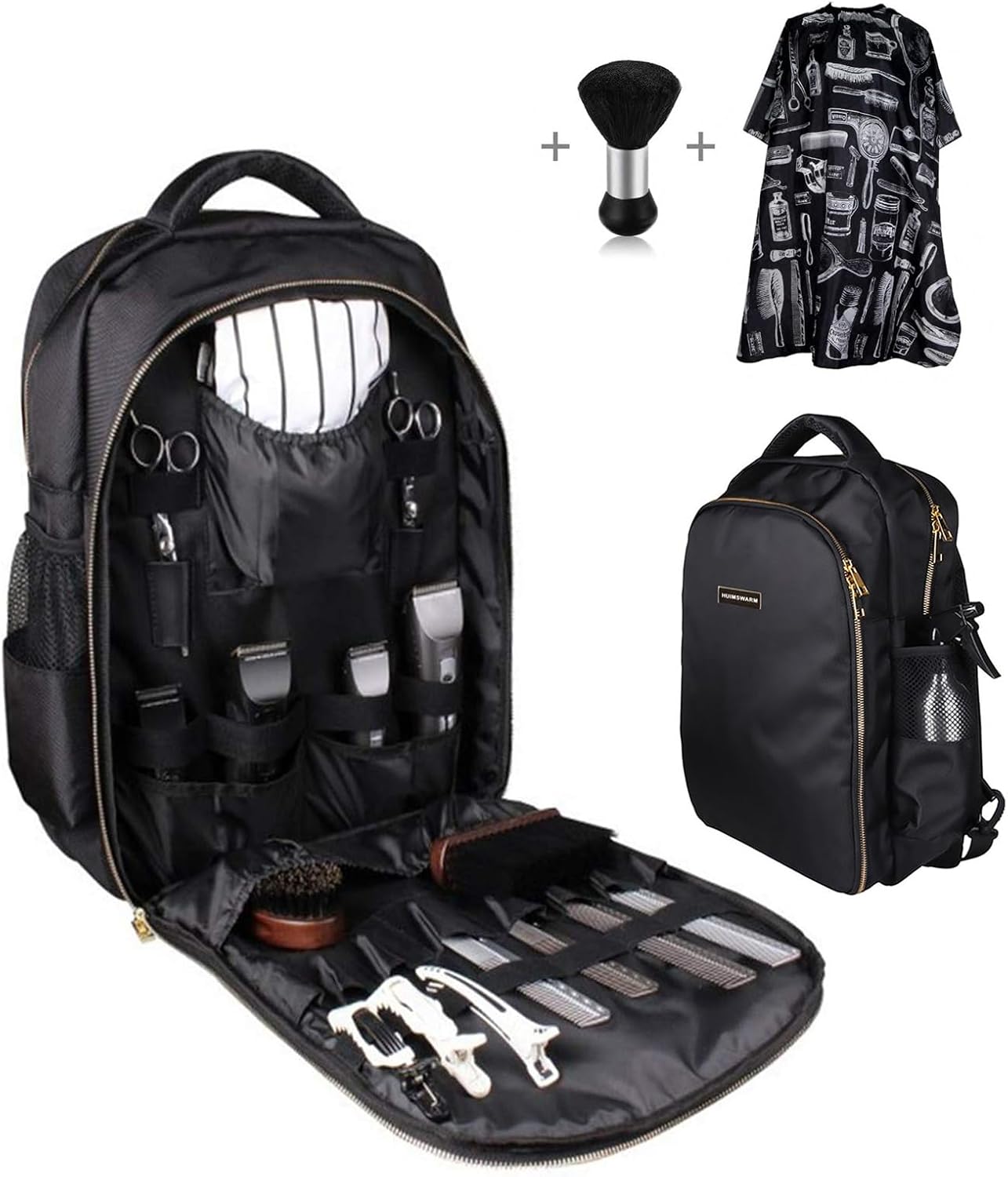 Barber Supplies Barber Clippers Backpack for Barber,with 1PCS Barber Cape&Barber Brush,Large Capacity,Pure Copper Zipper,Water Proof,Barber Accessories of Professional Hair Cutting Tools Backpack