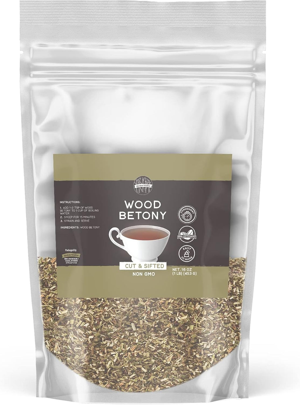 Birch & Meadow 1 lb of Wood Betony, Cut & Sifted, Non GMO