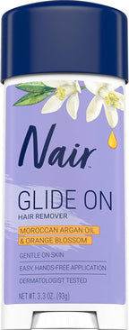 Nair Glide On Hair Removal Cream, Arm, Leg, and Bikini Hair Remover, Depilatory Cream, 3.3 Oz Stick