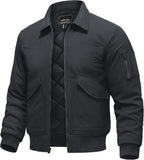 TACVASEN Men's Bomber Jacket Thick Quilted Jackets Zip Up Water Repellent Windproof Winter Warm Coat with 6 Pockets