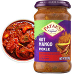 Patak’s Hot Mango Pickle - Authentic Indian Relish w/Mango Chunks, Mustard Seeds & Aromatic Spices – Perfect for Sandwiches, Salads & Cold Meats - Vegan Spicy Pickle - 10oz Jar (Pack of 6)