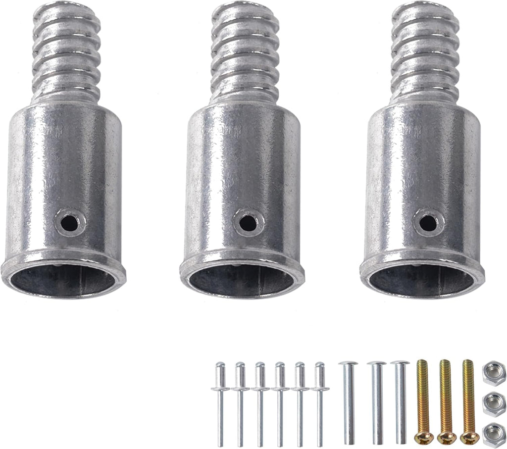 Matthew 3 Set Threaded Tip Replacement,Ultra Threaded Tip Repair Kit Metal for 1" Wood or Metal Poles Handle Replacement Extension Pole Adapter for Mop,Broom,Household Cleaning Tools
