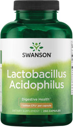 Swanson Lactobacillus Acidophilus Probiotic for Adults Seeking Daily Digestive and Bowel Health Support with 1 Billion CFU - Acid-Resistant (250 Capsules)