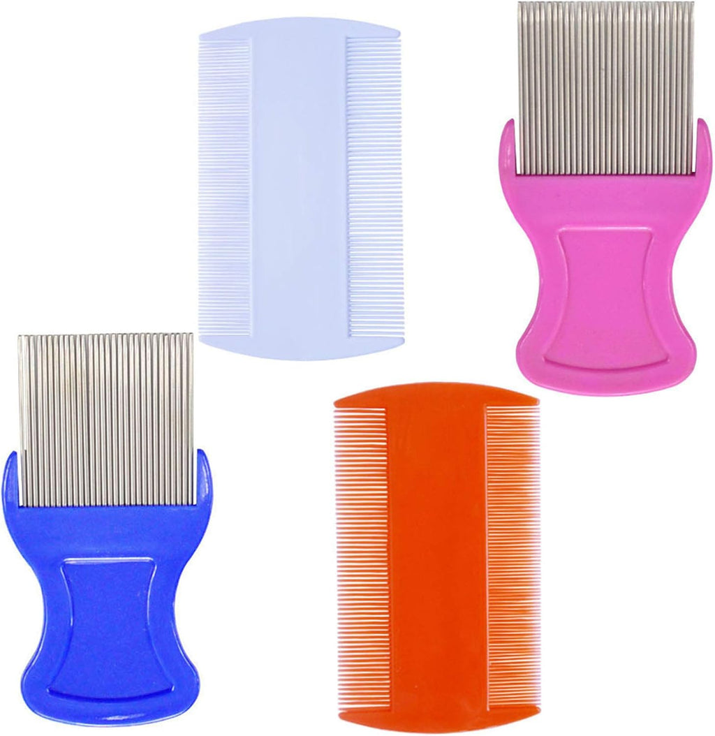 zYoung 4 Pcs Head Hair Comb Including 2 Pieces Hair Comb Double Sided 2 Pieces Removal Dandruff Comb with Metal Teeth