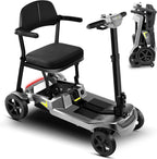 SCOOTNGO Mobility Scooters for Seniors & Adults 4 Wheel Travel Mobility Scooter Airline Approved with Two Batteries, Lightweight, Foldable, No Assembly Needed (Silver Grey, Dual Batteries)