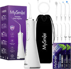 MySmile LP211 Water Flosser Cordless for Teeth, 5 Modes Portable Oral Irrigator, 260ML Water Dental Picks for Sensitive Teeth Cleaning, IPX7 Travel Rechargeable Water Flossing &2 Teeth Wipes