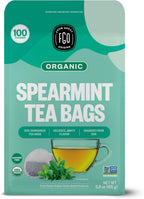 FGO Organic Spearmint Leaf Tea, 100 Count, Eco-Conscious Tea Bags, Caffeine Free, Resealable Bag, Packaging May Vary (Pack of 1)