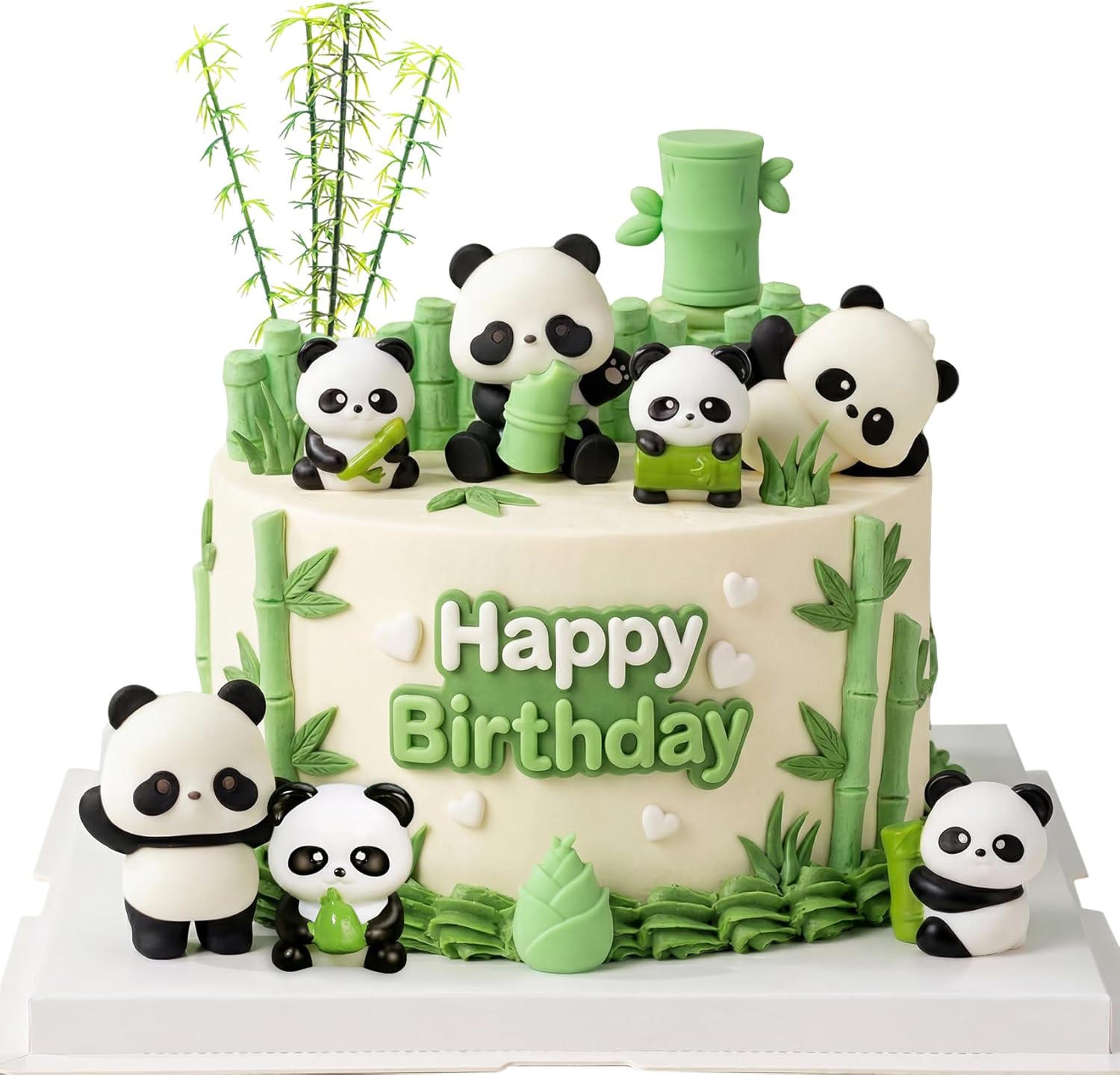 15Pcs Panda Cake Topper Panda Figurines Cake Decoration with Bamboo for Panda Birthday Party Supplies