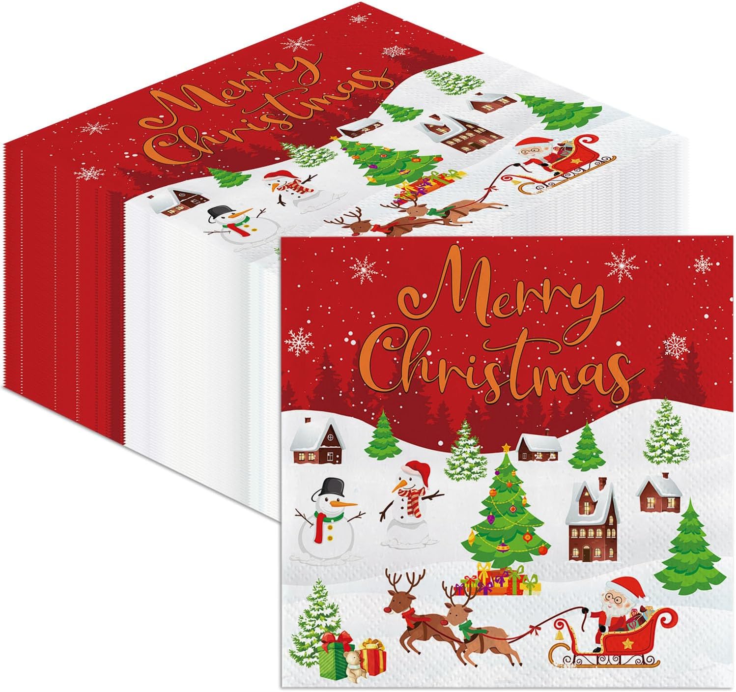 AIBIIN 50Pcs Christmas Napkins Decorations, Disposable Paper Napkins Guest Dinner Hand Napkin Tableware for Christmas Birthday Baby Shower Party Supplies Decor