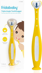 Frida Baby Triple-Angle Toothhugger Training Toddler Toothbrush | Toddler Toothbrush 2 Years and Up, Cleans All Sides at Once | Yellow