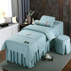 KKLT 4-Piece Massage Table Sheet Set,Massage Table Skirt Salon Bed Cover Breathable for Body Fumigation Physiotherapy Massage-E 190x70cm(75x28inch)