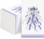 100 Pcs Lavender Paper Napkins 3 Ply Lavender Flower Napkins Disposable Purple Flower Beverage Napkins for Floral Girl Baby Shower Birthday Baby Shower Tea Party Table Decor