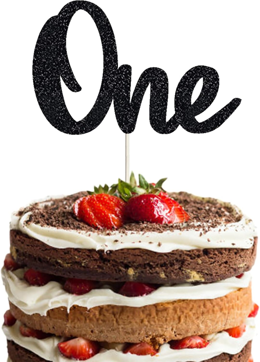 First Birthday Cake Topper - Double Sided Black Glitter, One Anniversary Cake Toppers, 1st Birthday Cake Decorating, Baby Shower Favors, Party Photo Booth Props