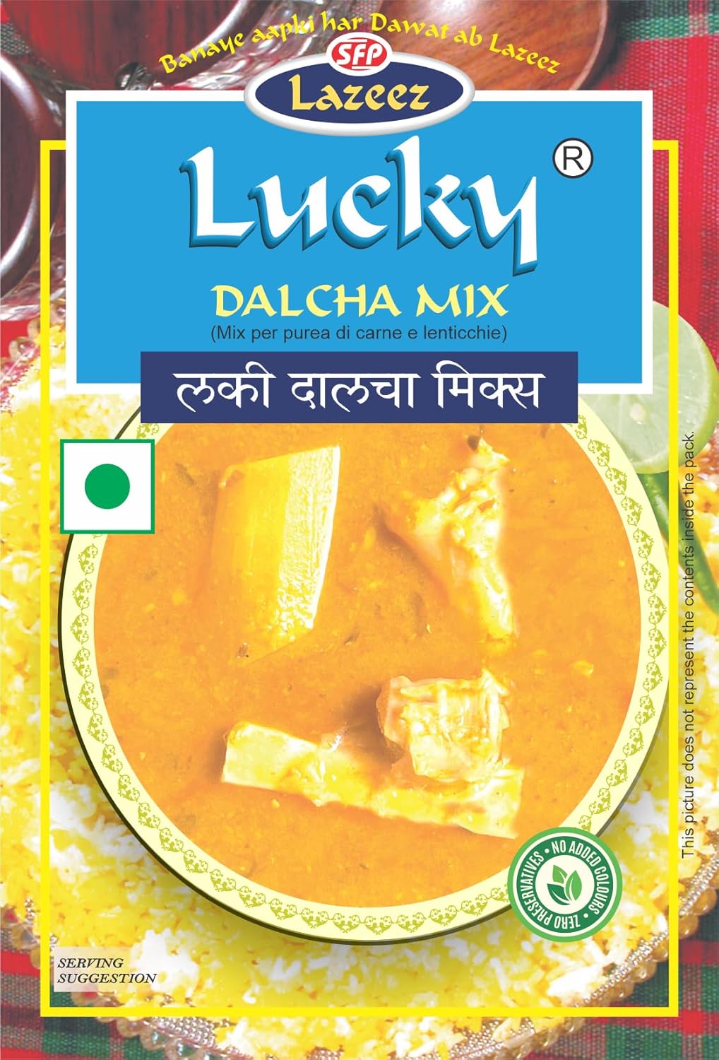 Lucky Dalcha Spice Mix/Dal Gosht Masala (Pack of 5) - Readymade Powder Mix for Making Tasty Meat, Lentils, and Vegtables Stew - Low Sodium, No MSG, Non GMO; Easy to Cook