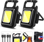 MAKDAK COB Rechargeable Keychain Flashlight 2Pack, High Lumen Super Bright LED Work Light with Magnet,Clip,Bottle Opener for Dog Walking,Car Repair, Emergency,Camping,EDC