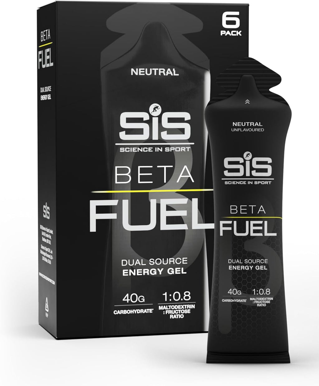 Science in Sport BETA Fuel Gel - Dual-Source Energy Gel - Isotonic Gel - Fast-Absorbing Carbohydrate Energy - Sports Nutrition - Easy on Stomach - Portable - Neutral Flavor - 6-Pack