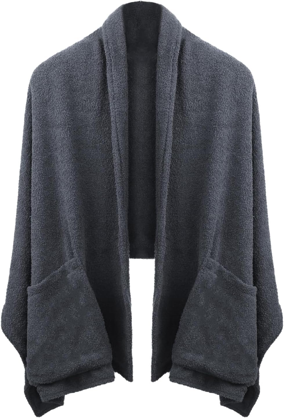 Womens Wearable Blanket Cozy Fleece Oversized Pockets Shawl Poncho Cape Winter Plush Warm Shoulder Wrap Cloak Shrug