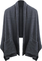 Womens Wearable Blanket Cozy Fleece Oversized Pockets Shawl Poncho Cape Winter Plush Warm Shoulder Wrap Cloak Shrug