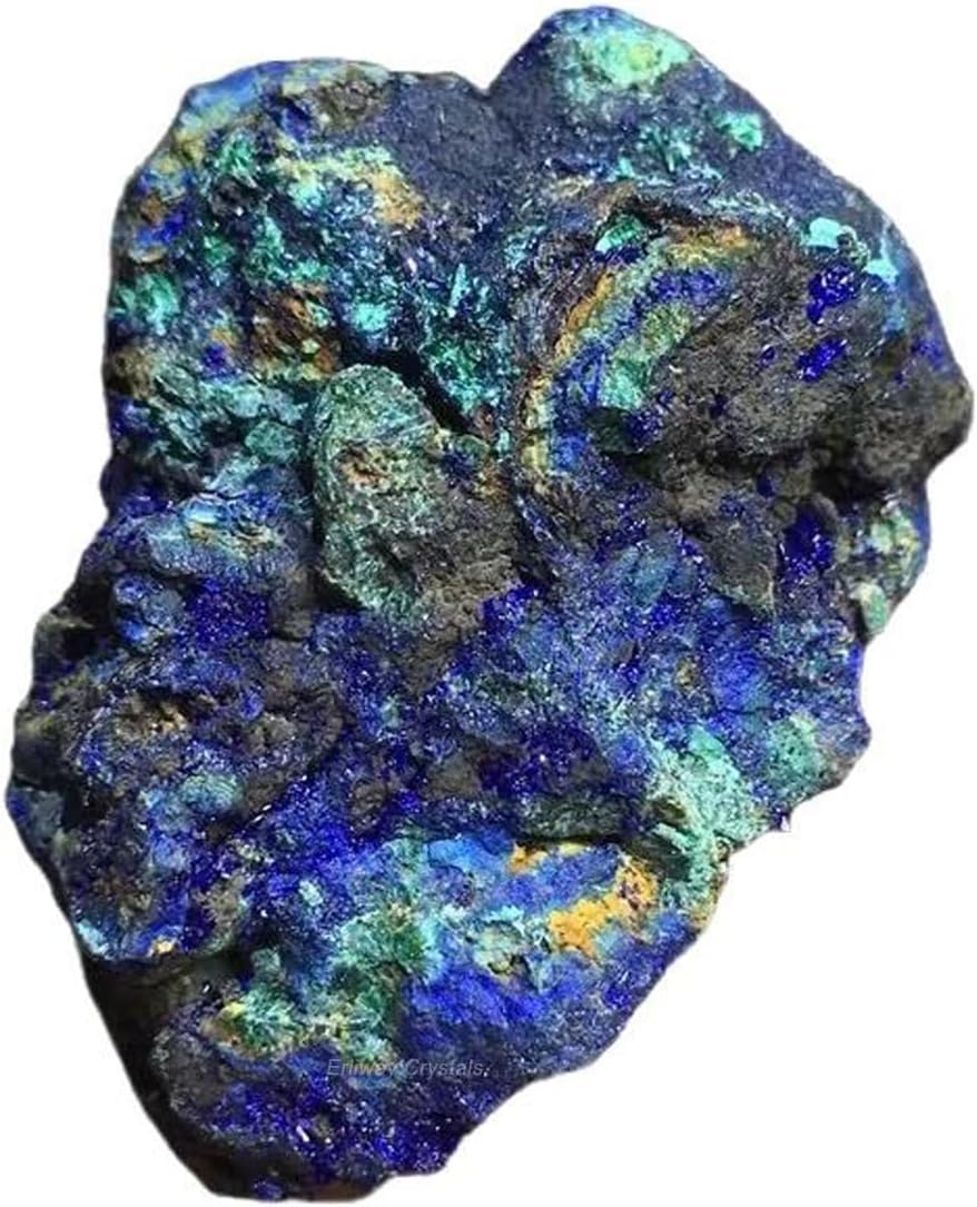 Erliway 1 Pcs Azurite Raw Stone, Natural Raw Azurite Malachite Crystal, 1.2-1.57" Rough Azurite Malachite Mineral Specimen Combination Stone for Home Office Decor Display & Spiritual Use