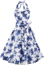 Topdress Women'sVintage Polka Audrey Dress 1950s Halter Retro Cocktail Dress