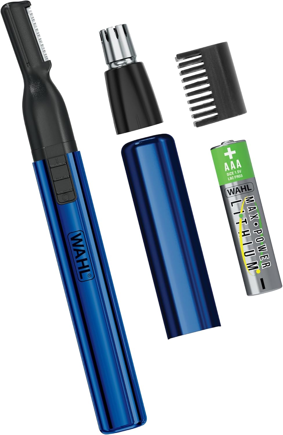 Wahl Lithium 2 in 1 Battery Pen Detail Touch Up Trimmer for Nose, Ear, Neckline, Eyebrow, & Other Detailing - Blue - by The Brand Used by Professionals - Model 5643-200