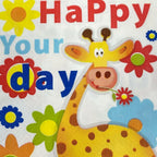 AM Décor - 20ct Soft 3-Ply Paper Luncheon Napkins Happy Birthday -13" x 13" (Unfolded) Giraffe