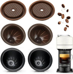 Starter Set (4 Cups & 2 Silicone Lids) Reusable Pods for Nespresso Vertuo, 2x150ml & 2x230ml Refillable Coffee Capsules Compatible with Vertuoline Plus & GCAT1 and ENV135/150,No Foil Needed