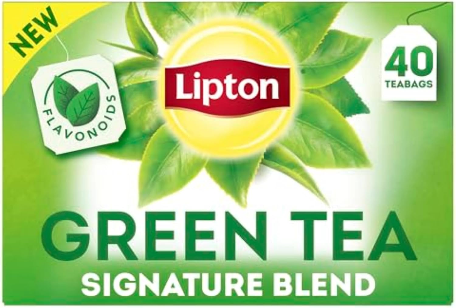 Lipton Signature Blend Green Tea Bags, Unsweetened Teabags for Hot Tea or Iced Tea with Caffeine and Flavonoids, 40 Total Tea Bags