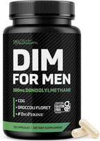 DIM Supplement for Men 300mg | Estrogen Blocker & Aromatase Inhibitor | Extra Strength Men’s Hormone Balance & Fitness Booster with Diindolylmethane Plus CDG & Broccoli Floret | Gluten-Free | 120 Ct
