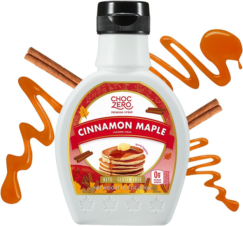 ChocZero Cinnamon Maple Syrup – Sugar-Free, Keto Friendly, High Fiber, Monk Fruit Sweetened, Low Carb, Gluten-Free, Vegan – 10.5oz