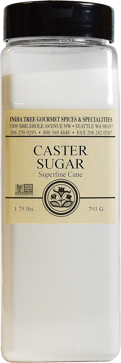 India Tree Superfine Caster Sugar, 1.75 lb | NonGMO, Gluten-Free Premium Baking & Dessert Cane Sugar