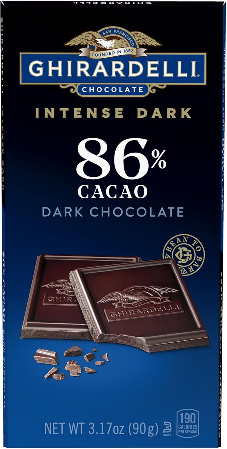 GHIRARDELLI Intense Dark 86% Cacao Chocolate Bar, 3.17 oz – Bold Extra Dark Chocolate with Rich Cocoa Notes