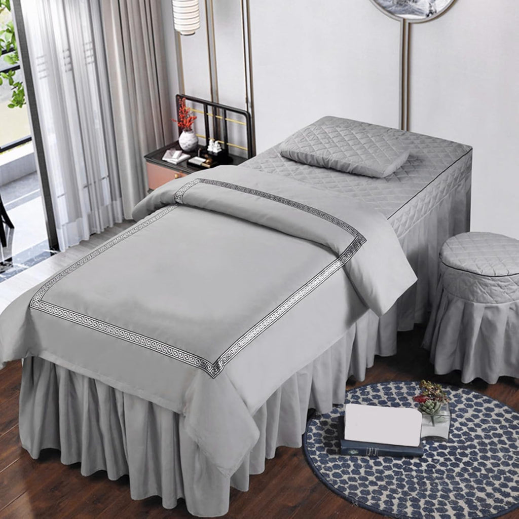 Gray,70x185cm/27.5x72.8in,Reusable Massage Bed Cover with Holes,Elastic Pillowcase Washable Massage Fitted Sheets Beauty Stools Cover Quilt(AA) 4 Sets
