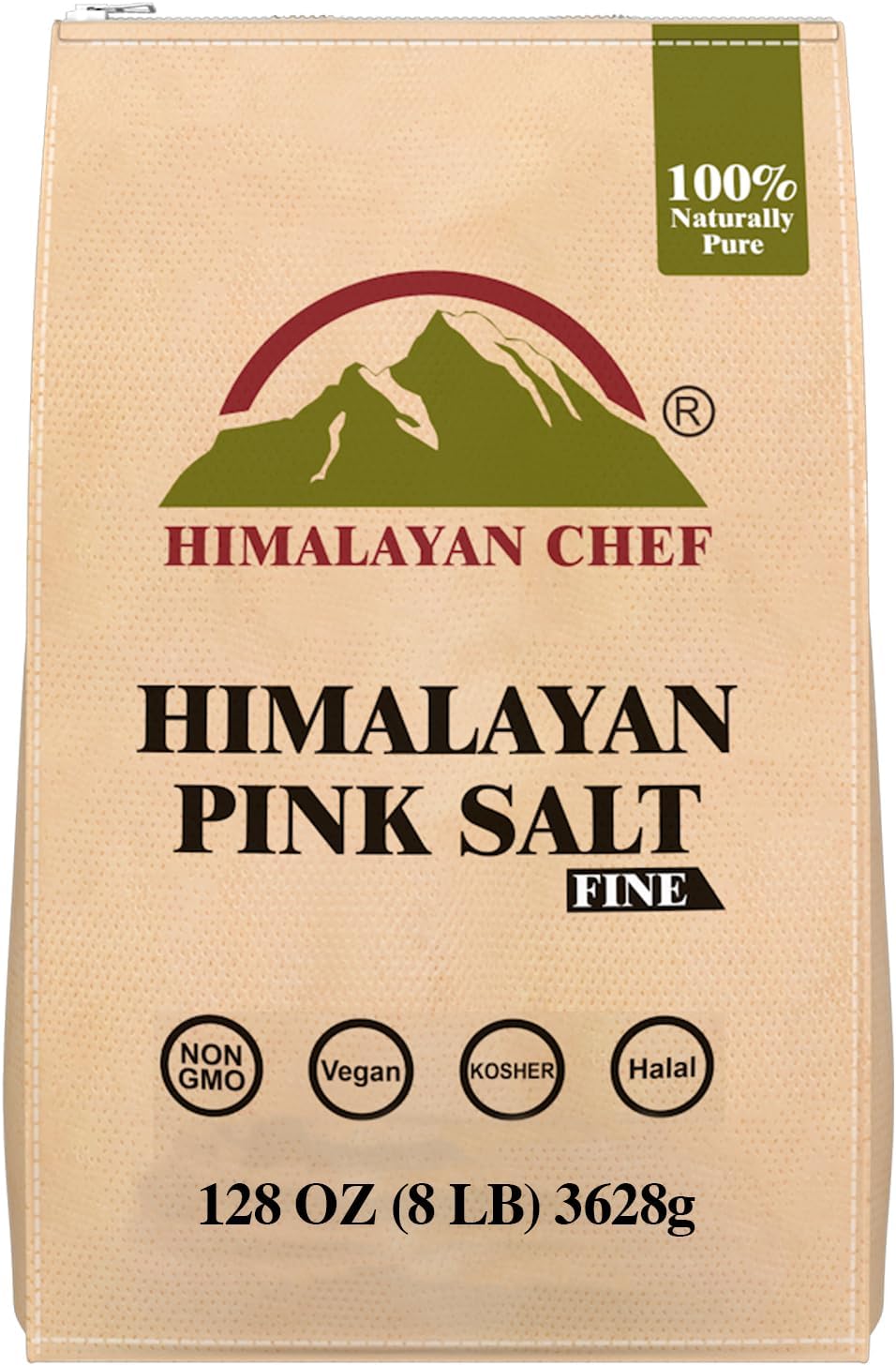 Himalayan Chef Pink Himalayan Salt Extra Fine Grain, 8 lbs Bag - Pure, Natural, Kosher, Non-GMO, Mineral-Rich, for Cooking, Seasoning, Baking, Table Use