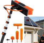 20FT Water Fed Pole Window Cleaning System & Solar Panel Cleaning Kit, Professional Window Washing Kit with Extension Pole, 180° Rotating Brush & Soap Dispenser