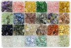 Yephac Gemstone Chips Beads DIY Jewelry Making, Healing Crystals Polishing Crushed Irregular Shaped Beads with Box(24 Colors-1)