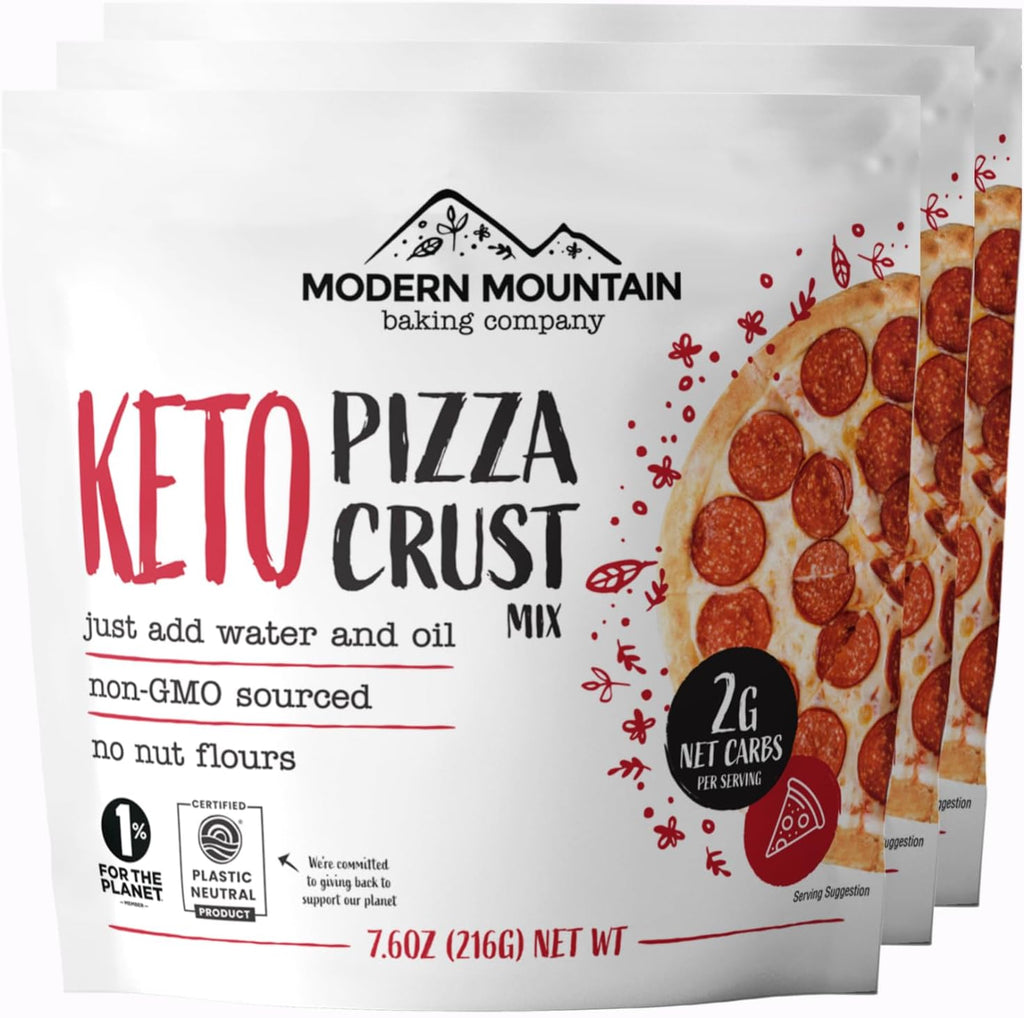 Keto Pizza Crust - Low Carb and Keto Friendly - Only 2g Net Carbs - Incredible Taste and Texture - Zero Sugar - Just Add Water and Oil - Keto Has Never Been So Easy - Keto Food - No Almond Flour - Non-GMO Sourced (7.6oz Mix) (3-Pack)