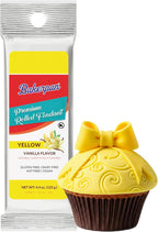 Bakerpan Premium Rolled Yellow Fondant for Cake Decorating, Vanilla Flavor - 4.4 Ounces (Made in USA)