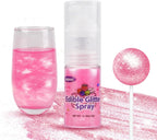 Pink Edible Glitter Spray for Cake Decorating, Food Grade 5g, Glitter Shimmer Luster Dust for Drinks, Cocktails, Cupcakes, Baking, Wedding Party Holiday Dessert Supplies