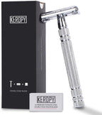Double Edge Safety Razor with 10 Disposable Blades - Single blade double edge razor for men - Metal razor with Long Handle for close shave - Classic Clean Shave Single blade razor