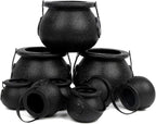 CCINEE Black Cauldron with Handle, 4Inch Plastic Candy Kettle Bucket for St.Patrick's Day, Candy Holders for Halloween Witch Party Favor Decor,Pack of 9